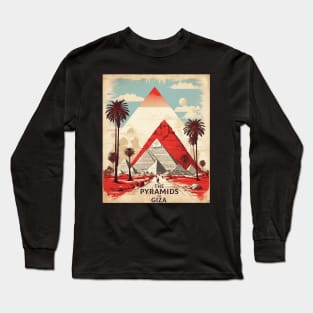 Pyramids of Giza Egypt Vintage Poster Tourism Long Sleeve T-Shirt